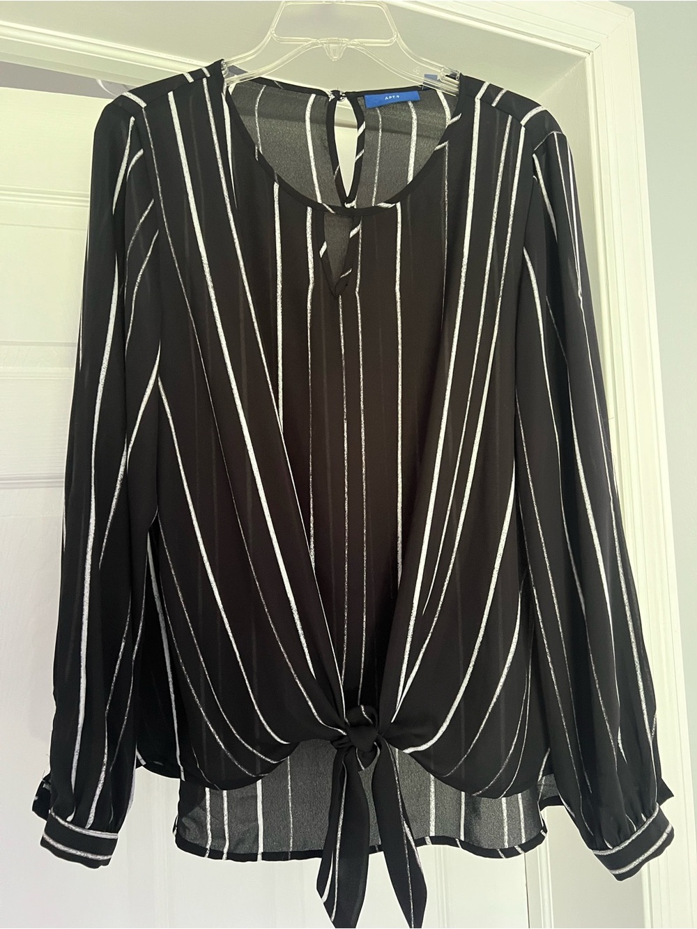 Black & White Striped Tie-Front Blouse - Apt. 9